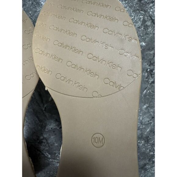 Calvin Klein Womens Thea Platform Wedge Heel Espadrille Sandal Ankle Strap Beige - Picture 14 of 14